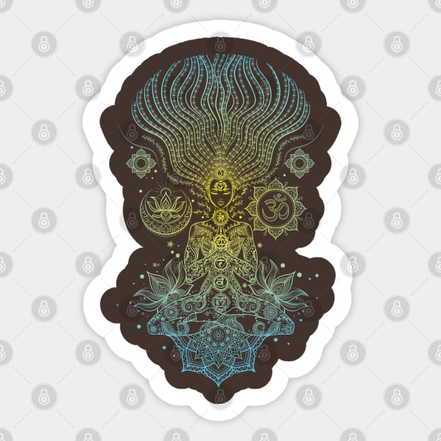 yoga girl with mandala colored Sticker by IrynaPas